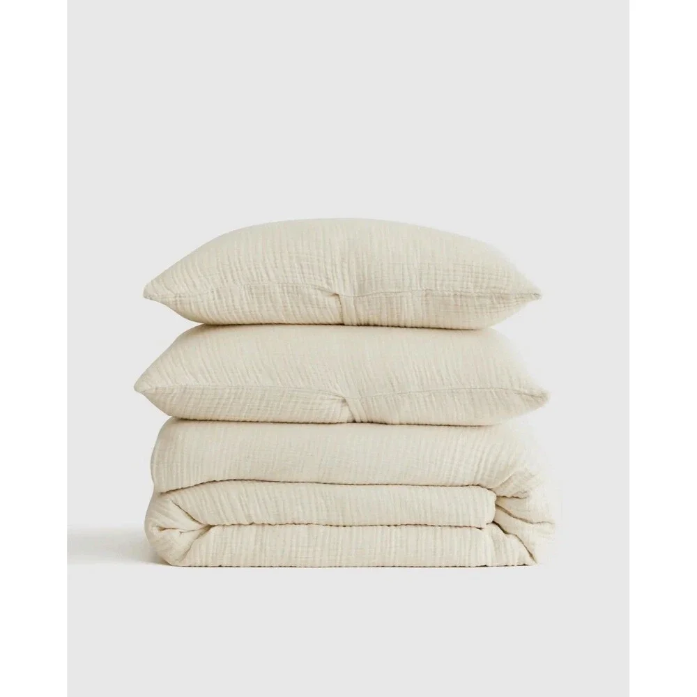 NWT QUINCE AIRY ORGANIC 100% COTTON GAUZE DUVET COVER SET KING CAL K UNDYED $170